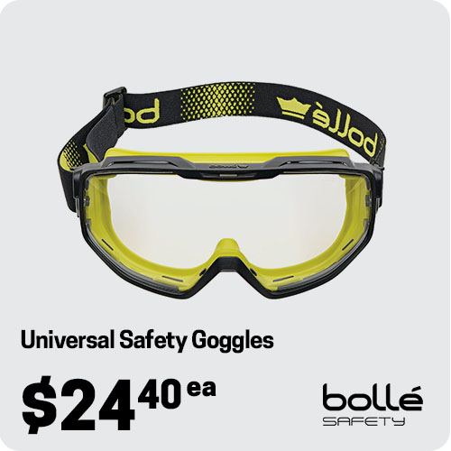 Bolle UNIVERSAL GOGGLE PC UNIVGN10W Safety Goggles - Clear Platinum - Top Bottom Indirect Vented